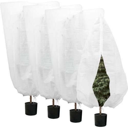 Housses de protection pour plantes,Lot de 4 Voile Hivernage Plante Extérieur Housse de Protection pour Plante avec Cordon de Serrage et Fermeture Eclair Housse Hivernage Plante Réutilisable Contre