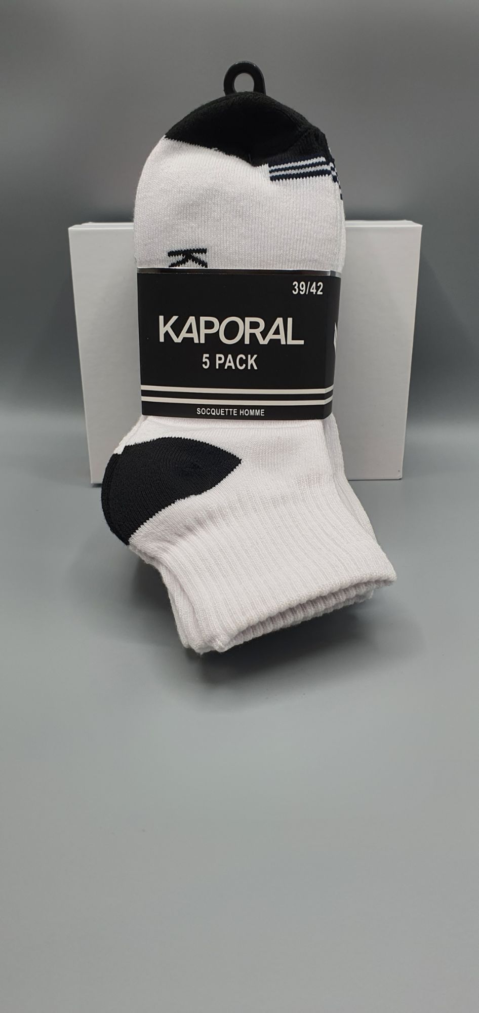 Lot De 5 Paires De Socquettes Blanche Kaporal Homme Taille 39/42
