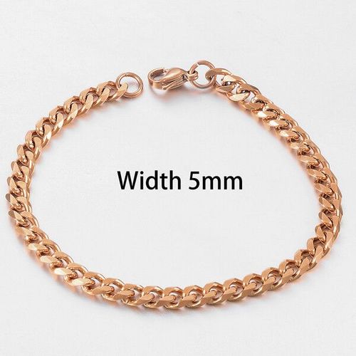 Gourmette Cubaine En Acier Inoxydable Pour Homme Et Femme,Bijoux De Poignet Unisexe,Cadeau De Ixsimple,Rose,Couleur,Main,Couple,3.6mm,5mm,7mm