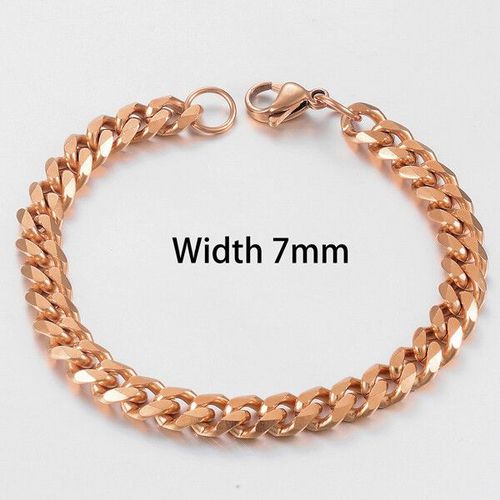 Gourmette Cubaine En Acier Inoxydable Pour Homme Et Femme,Bijoux De Poignet Unisexe,Cadeau De Ixsimple,Rose,Couleur,Main,Couple,3.6mm,5mm,7mm