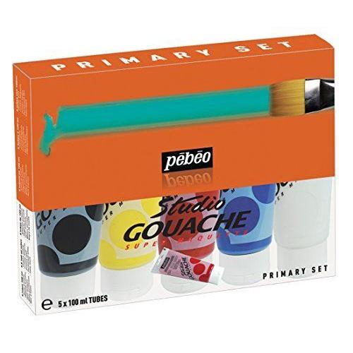 Tubes De Peinture Gouache - Beaux-Arts - Couleurs Primaires - Pébéo - Studio - 5x100ml