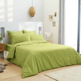 Housse De Couette 240 X 220 Unie Vert 100% Coton / 57 Fils/Cm²
