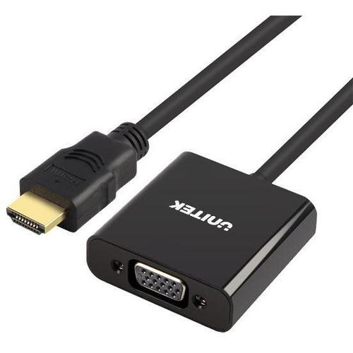 UNITEK Y-6333 - Adaptateur HDMI vers VGA et Audio, Noir