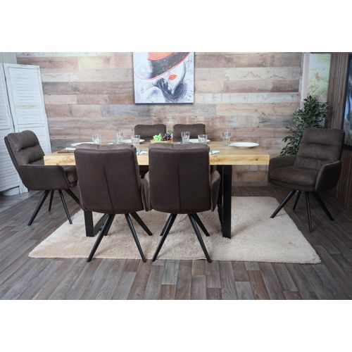 Lot De 6 Chaises De Salle À Manger Hwc-G66, Chaise De Cuisine Pivotante Auto-Position Tissu/Textile   Brun-Brun Foncé, Avec Accoudoirs