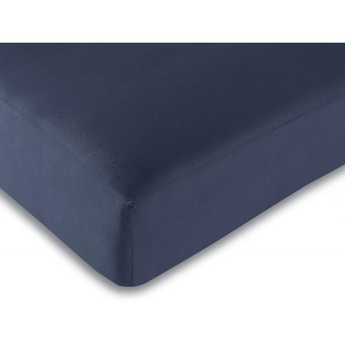 Drap Housse Bleu Bleu 140 X 190 Cm / 100% Coton / 57 Fils/Cm²