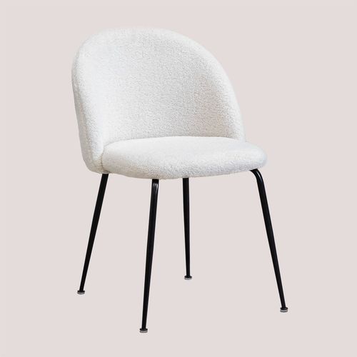 Chaise De Salle À Manger En Chenille Kana Design Blanc Noir