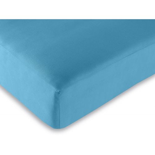 Drap Housse Bleu 180 X 200 Cm / 100% Coton / 57 Fils/Cm² "King Size"