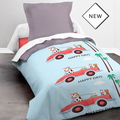 Parure De Couette 140 X 200 "Nice Days" 100% Coton / 57 Fils/Cm2