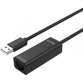 Adaptateur USB vers Ethernet UNITEK, USB vers RJ45 Ethernet LAN 10/100 Mbps, USB 2.0, 480 Mbps, Noir, Câble de 12 cm, Adaptateur réseau compatible avec Win, MacOS, Linux, Aucun pilote requis.
