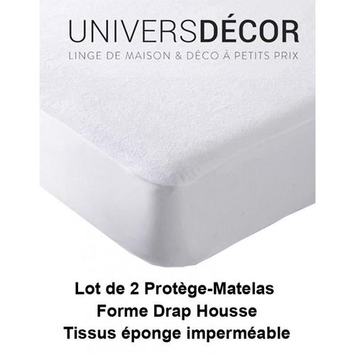 Lot De 2 Protèges Matelas Imperméable, Absorbant Et Anti-Acariens 160 X 200 Cm