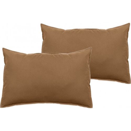 Lot De 2 Taies DOreiller Palace Pur Coton Teint Lavé 63 Fils/Cm² Vent Du Sud