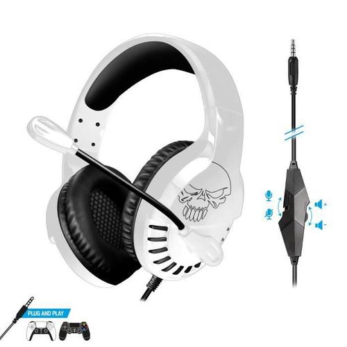 Casque gaming blanc avec micro compatible ps5 xbox seire x/s ps4 xbox one  et pc SUBSONIC Pas Cher 