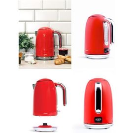 Bouilloire rétro Rouge En acier inoxydable sans fil DESIGN RÉTRO