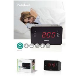 Radio Réveil alarme numérique ent 3.5mm Affichage LED AM / FM Fonction Snooze Minuterie de sommeil 2 Alarmes
