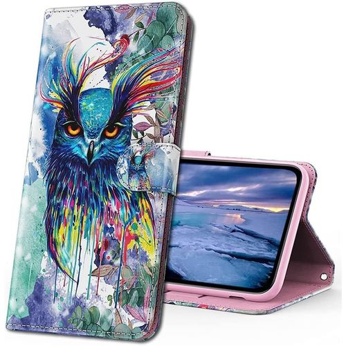 Nokia 5.4 ¿¿Tui ¿¿ Rabat 3d D¿¿Sign Portefeuille Housse [Magn¿¿Tique] [Fonction Stand] [Porte Carte] Pu Cuir Protection Coque Pour Nokia 3.4 / Nokia 5.4 Smartphone. Yx Colorful Owl