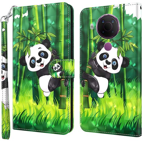 Nokia 5.4 ¿¿Tui ¿¿ Rabat 3d D¿¿Sign Portefeuille Housse [Magn¿¿Tique] [Fonction Stand] [Porte Carte] Pu Cuir Protection Coque Pour Nokia 3.4 / Nokia 5.4 Smartphone. Yx Panda Bamboo