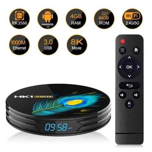 HK1RBOX-R3 TV BoîTe 4 + 128G Android 11 RK3566 Quad-Core BoîTe MultiméDia 2.4G - 5G WiFi Bluetooth 4.1 DéCodeur (Prise EuropéEnne)