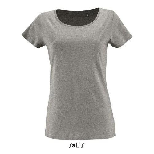 T-Shirt Femme Sol's Milo - Gris - 100% Coton Bio - Coupe Ajustée - Manches Courtes