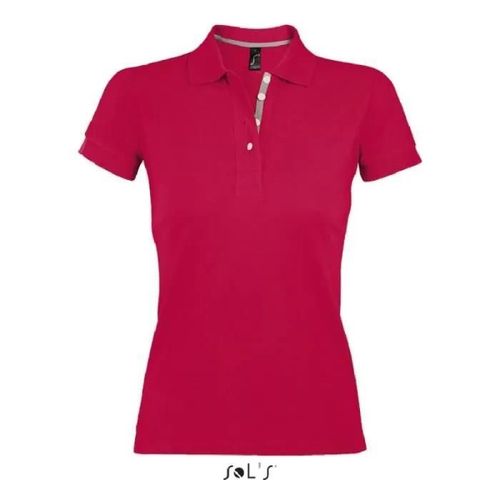 Polo Femme - Portland - Rouge - Manches Courtes - 100% Coton - Coupe Ajustée
