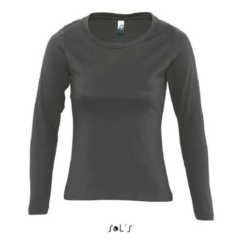 T-Shirt Majestic Femme Gris Foncé - Sol's - Coupe Droite - Coton - Manches Courtes - Col Rond