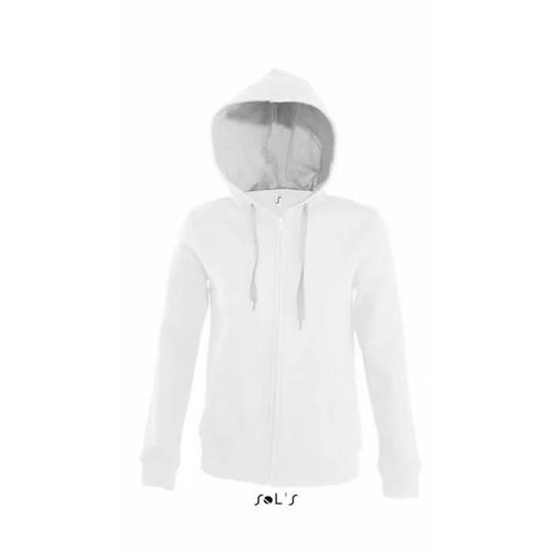 Veste Zippée Femme Bicolore À Capuche Contrastée Et Doublée - 47100 - Blanc