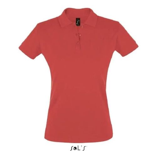 Polo Femme Hibiscus Rouge - L - Manches Courtes - Coupe Cintrée