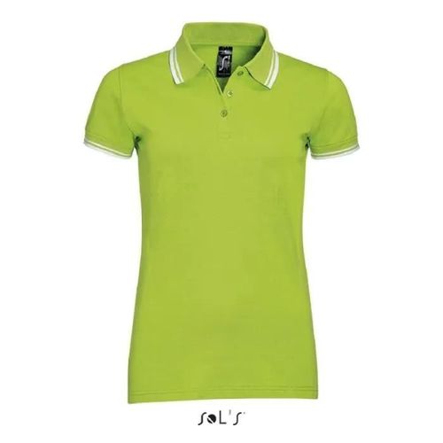 Polo Femme Vert/Blanc - Pasadena - Manches Courtes - 100% Coton