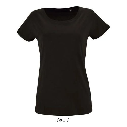 T-Shirt Femme - Sol's - Milo - Noir - 100% Coton Bio - Manches Courtes