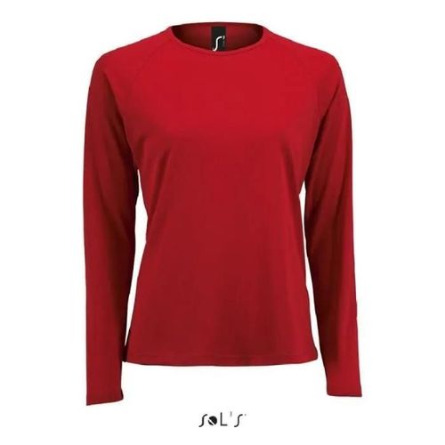 T-Shirt De Running Femme Rouge Sol's Sporty Lsl - 2xl - Col Rond Et Coupe Cintrée