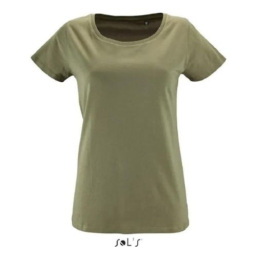 Tee-Shirt Femme - Sol's - Milo - Kaki - Coupe Ajustée - Manches Courtes - Col Rond