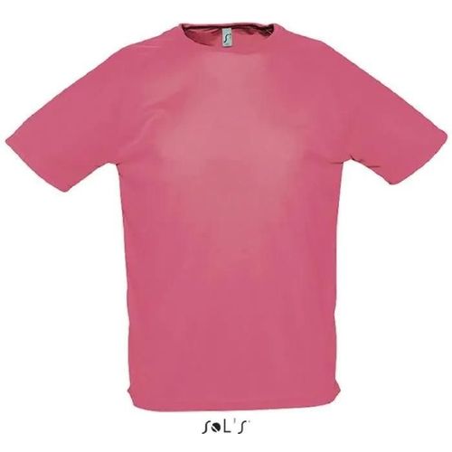 Teeshirt Homme Running - Sol's - Sporty Rose Fluo 2 - 3xl - Polyester Respirant - Manches Raglan - Dos Plus Long