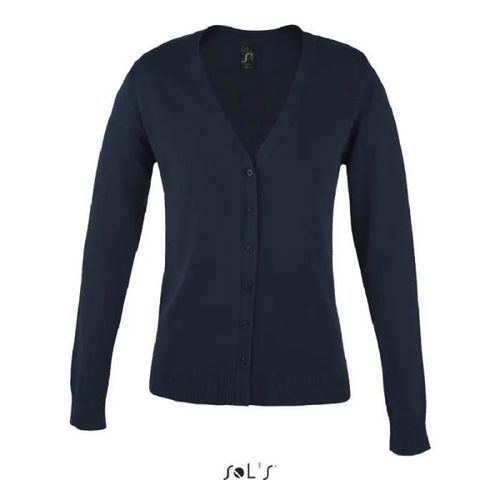 Cardigan Femme - Sol's - Golden - 2xl - Bleu - Col Boutonné - Jersey 280