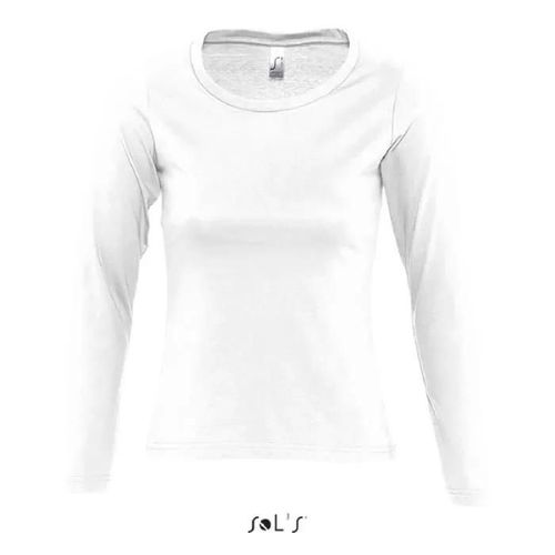 T-Shirt Sol's Majestic Femme Blanc - 2xl - Manches Longues - Coupe Ajustée - Col Arrondi