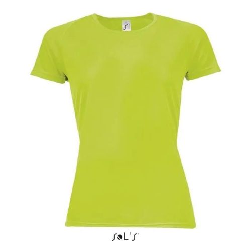 T-Shirt De Running Femme Vert Fluo Sol's - Taille 2xl - Manches Raglan Et Dos Plus Long