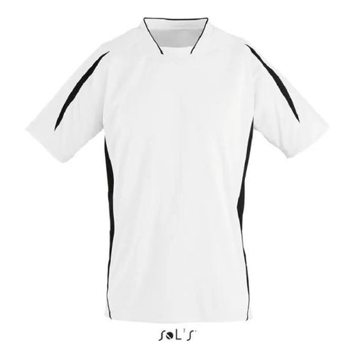 T-Shirt Homme Sol's Maracana 2 Ssl Blanc/Noir - Running Football - Manches Raglan Et Empiècements En Mesh