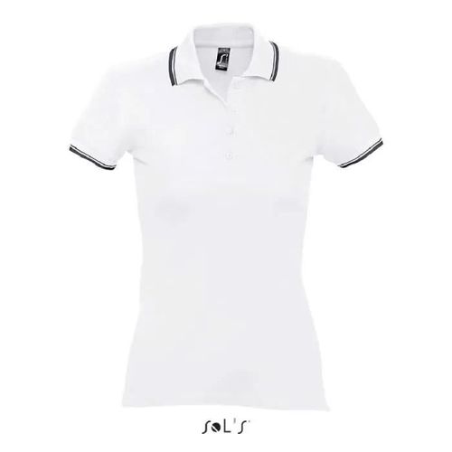 Polo Practice Femme Blanc - L - Manches Courtes - Maille Piquée 270 - 100% Coton Peigné Ringspun