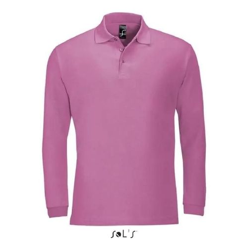 Polo Homme Rose Flash - L - Manches Longues - Maille Piquée 210 - 100% Coton Peigné Ringspun