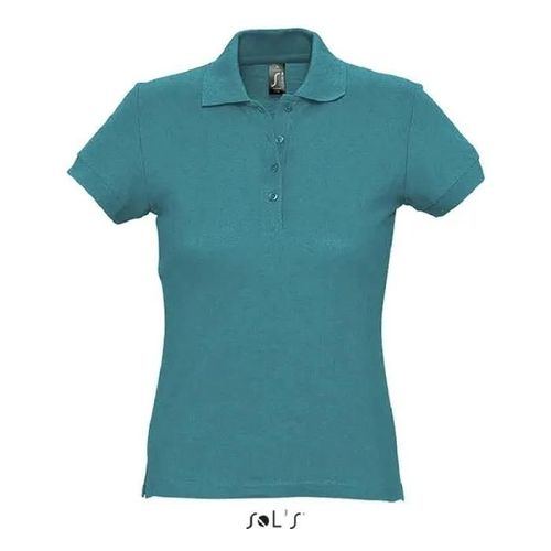 Polo Femme Bleu Canard - Passion - Manches Courtes - Coupe Ajustée