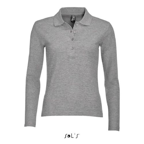 Polo Femme Gris Chiné À Manches Longues - Podium Ii