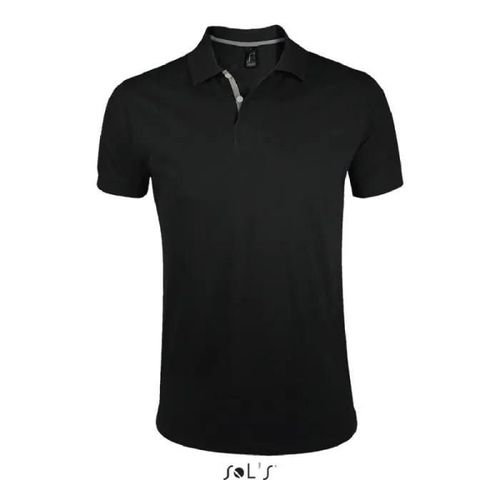 Polo Homme Noir - Portland - Manches Courtes - 100% Coton Ringspun