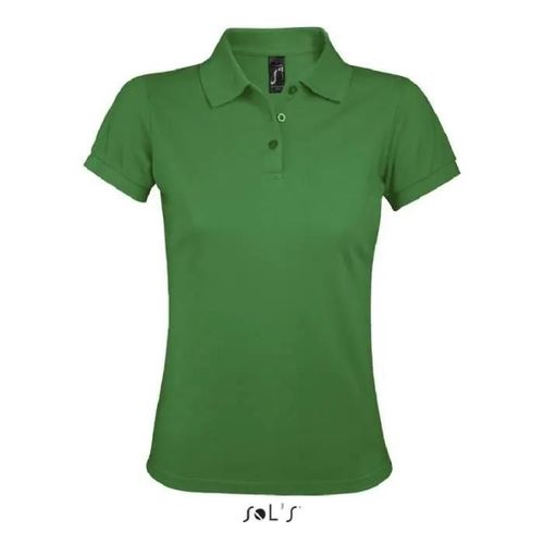 Polo Prime Femme Vert Prairie - L - Manches Courtes - Facile D'entretien - Coutures Renforcées