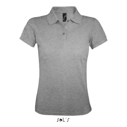 Polo Femme - Prime - Gris Chiné - Manches Courtes - Facile D'entretien - 65% Polyester