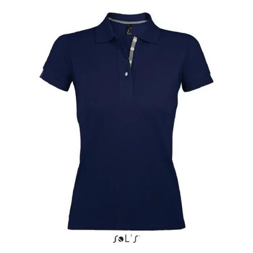 Polo Portland Femme French Marine - L - Manches Courtes - Coupe Ajustée - 100% Coton Ringspun