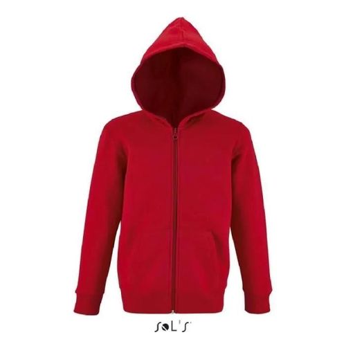 Veste Zippée À Capuche - Enfant - Rouge - 50% Coton - 50% Polyester - 2 Poches Kangourou