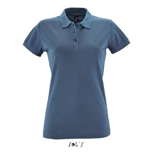 Polo Femme Bleu Ardoise - L - Maille Piquée 180 - 100% Coton Peigné Ringspun - Manches Courtes