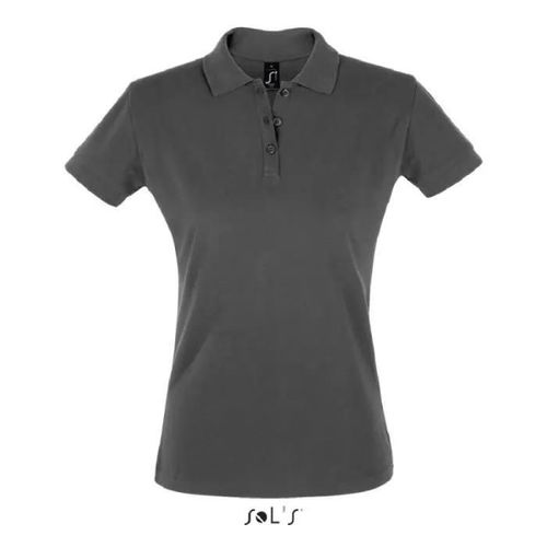 Polo Perfect Femme Gris Fonce - M - Manches Courtes - 100% Coton Peigne Ringspun