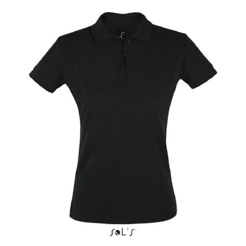 Polo Femme Noir - Xl - Maille Piquée 180 - Coton Peigné Ringspun - Manches Courtes