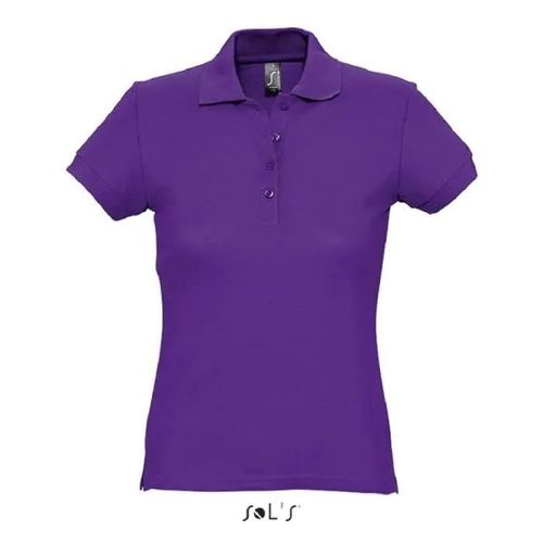 Polo Femme Violet Foncé - Passion - Manches Courtes - Coton Peigné Ringspun
