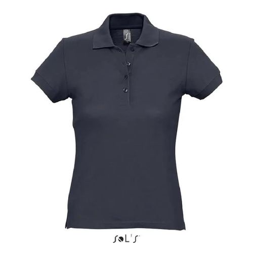 Polo Passion Femme Marine - L - Manches Courtes - Coupe Ajustée - 100% Coton Peigné Ringspun