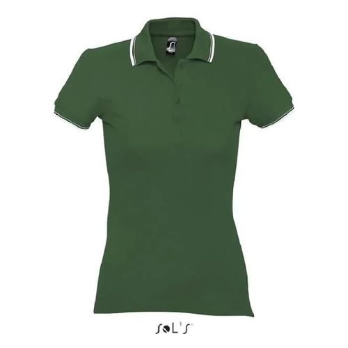 Polo Practice Femme Vert Golf - M - Manches Courtes - Maille Piquée 270 - 100% Coton Peigné Ringspun